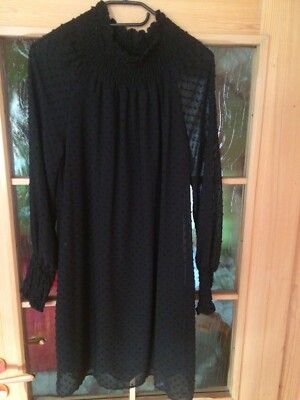 Kleid langarm knielang elegant ''ZARA BASIC'' schwarz Damen Gr. 38