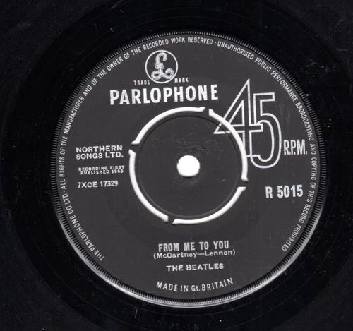 Beatles "From Me To You" 1963 UK Parlophone Small Print Stock Copy Single