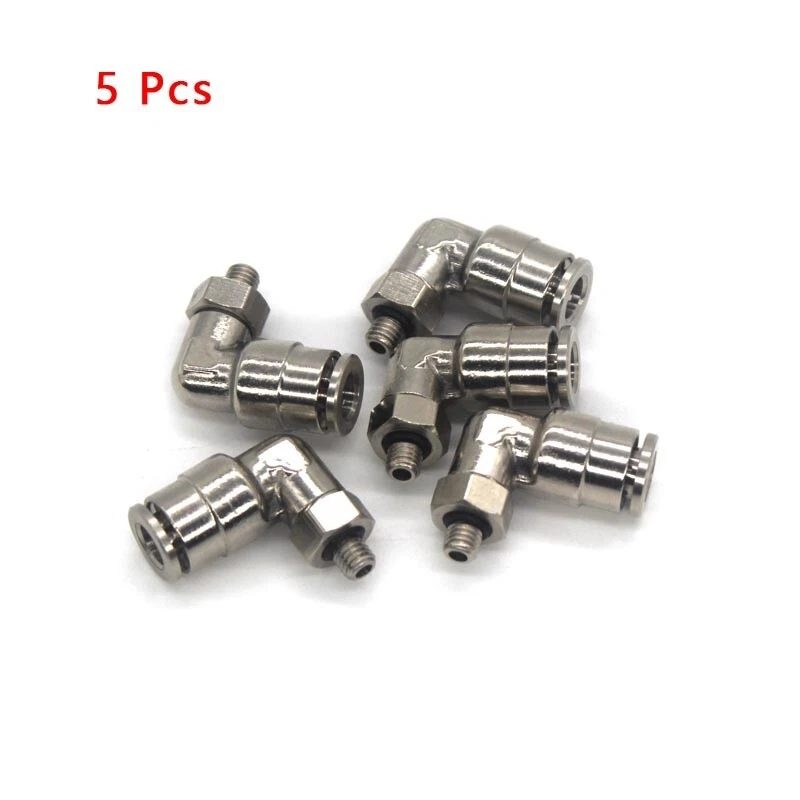 Pneumatic Connector 6mm Hose OD M5 Male Thread Tube Elbow Fitting 5Pcs   - Image 2 of 4