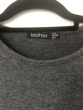 Boohoo Basic Racer Front Midi Dress - Grey, Size 8