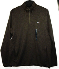 Chaps Sweater Pullover Men XL Heather Brown 1/4 Zip Long Sleeve