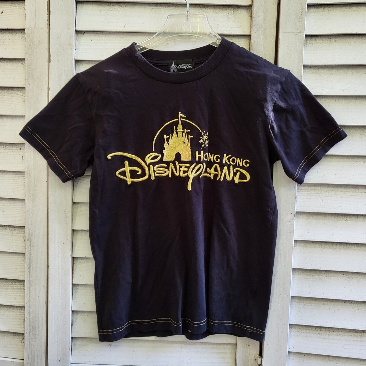 香港Disney限定☆Tシャツ 凸凹ミッキーマウス デカロゴ ブラック 希少 