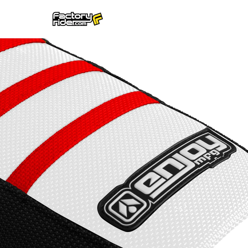 2003-2010 SUZUKI RM 65 Seat Cover BLACK SIDES / WHITE TOP / RED RIBS #71 - Image 3 of 4