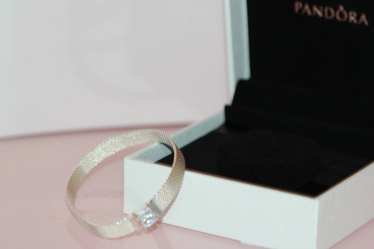 NIB PANDORA Reflexions Sparkling clasp BRACELET silver mesh