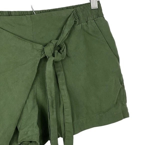 ELLA MOSS WOMEN'S SHORTS COMFORT WAIST TIE OLIVE SIZE XS - Image 3 of 4