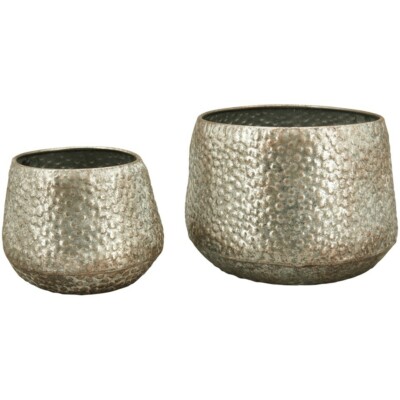 Übertopf ''Dore'' Metall creme/gold 2erSet Ø15+21cm Pflanztopf Dekotopf Topf Deko