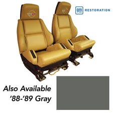 Sport Seat Covers With Emblem - Gray Leathervinyl - 1989-1989 C4 Corvette