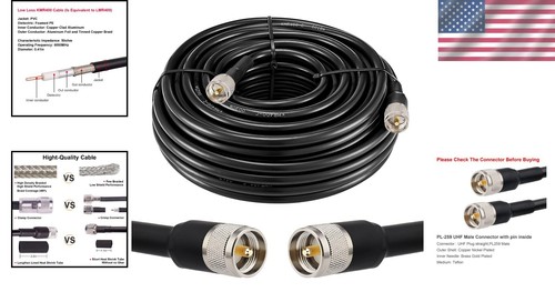 Heavy-Duty 100FT PL-259 UHF Coax Cable for CB & Amateur Radio Systems - Picture 2 of 8