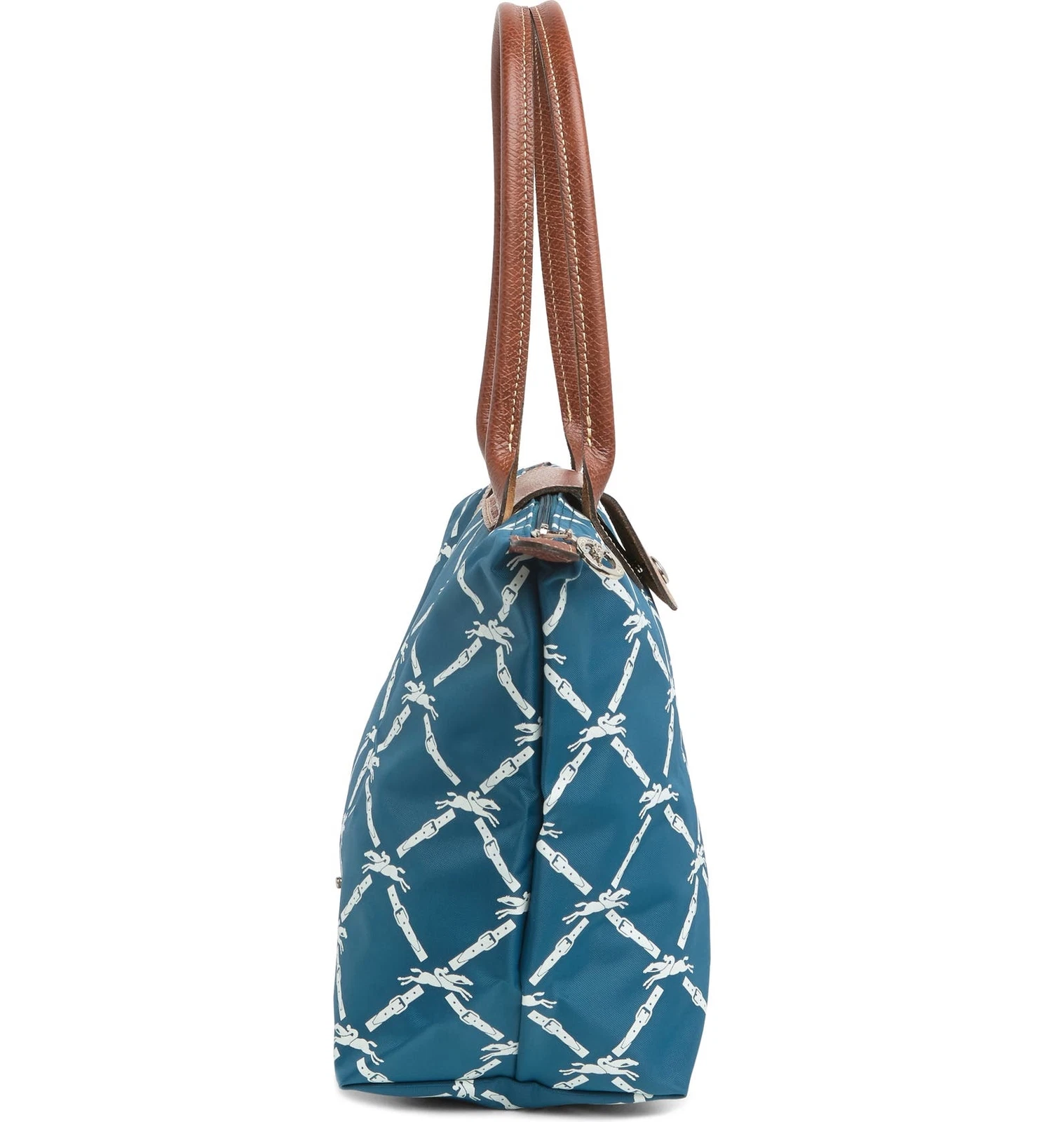 Borsa Longchamp Le Pliage Logo Stampa Cavallo Borsa Media Nylon ~ Nuova con scatola~ Pavone