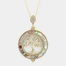 Tree of Life with Abalone 6 Times Magnifier Magnifying Glass Necklace 