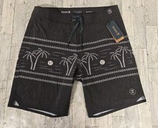 Roark Boardshorts 30 The Passage Noches Mens Swim Trunks Black Palm Trees NEW