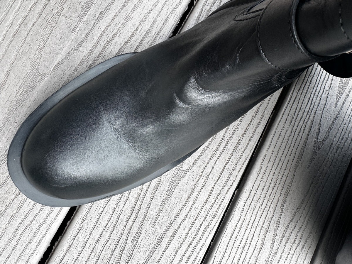 ZARA Women Black Leather Tall Boots LIMITED EDITION Size 41 Knee
