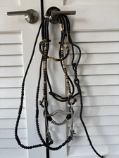 Rolled Rommel Rawhide Western Horse Bridle W￼/ Aluminum Bit & Rolled Reins