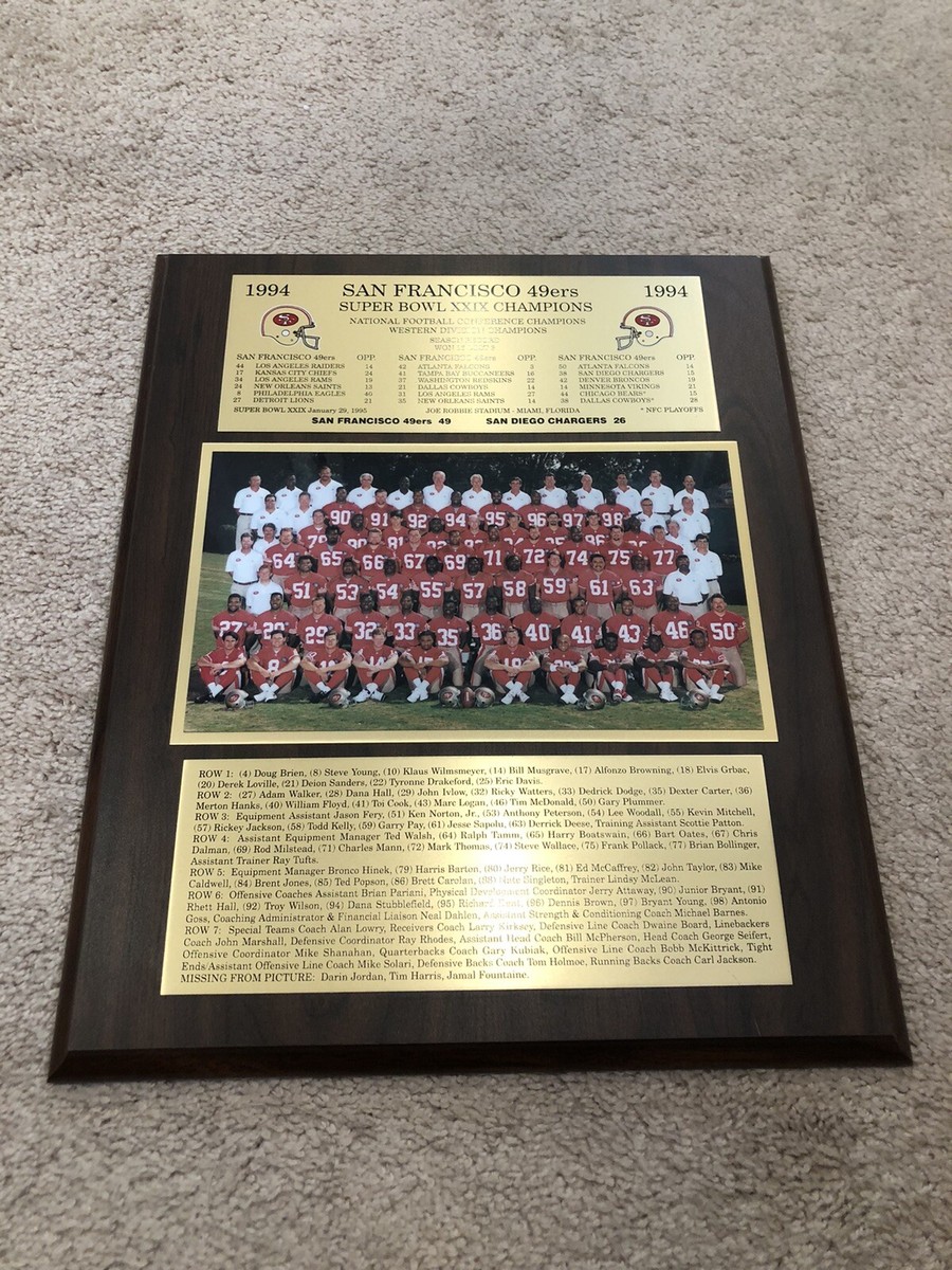Vintage 1994 SF 49ers SUPER BOWL XXIX Champions Wood Plaque
