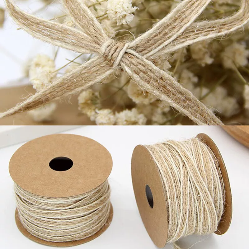 Twine String Natural Burlap Ribbon Roll For DIY Art Crafts Wedding  Decoration FC