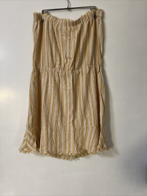 Cloth & Stone Striped Linen Blend Strapless Mini Dress No Bel White Yellow  Small | eBay