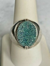 925 STERLING SILVER  DRUZY QUARTZ RING SIZE 9.5