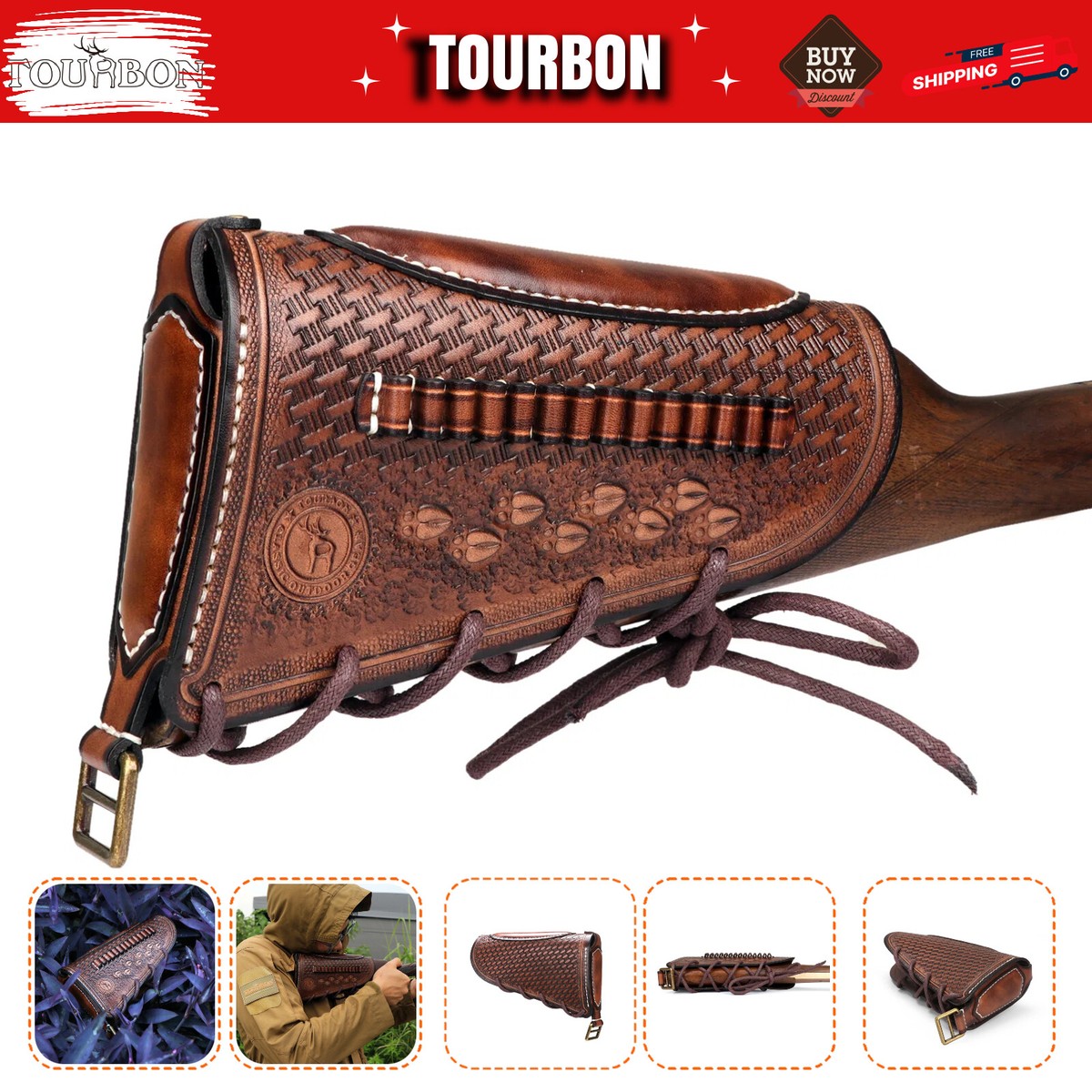 Tactical Munizioni Pouch Porta Cartuccia Buttstock Cover Fucile per