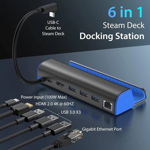 For Valve Steam Deck 6-in-1 Steam Deck Docking Station Charging Game HDMI TV 4K - Picture 2 of 20
