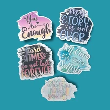 Mental Health Quotes Vinyl Stickers For Laptop, Water Bottles, Tablets, Etc.