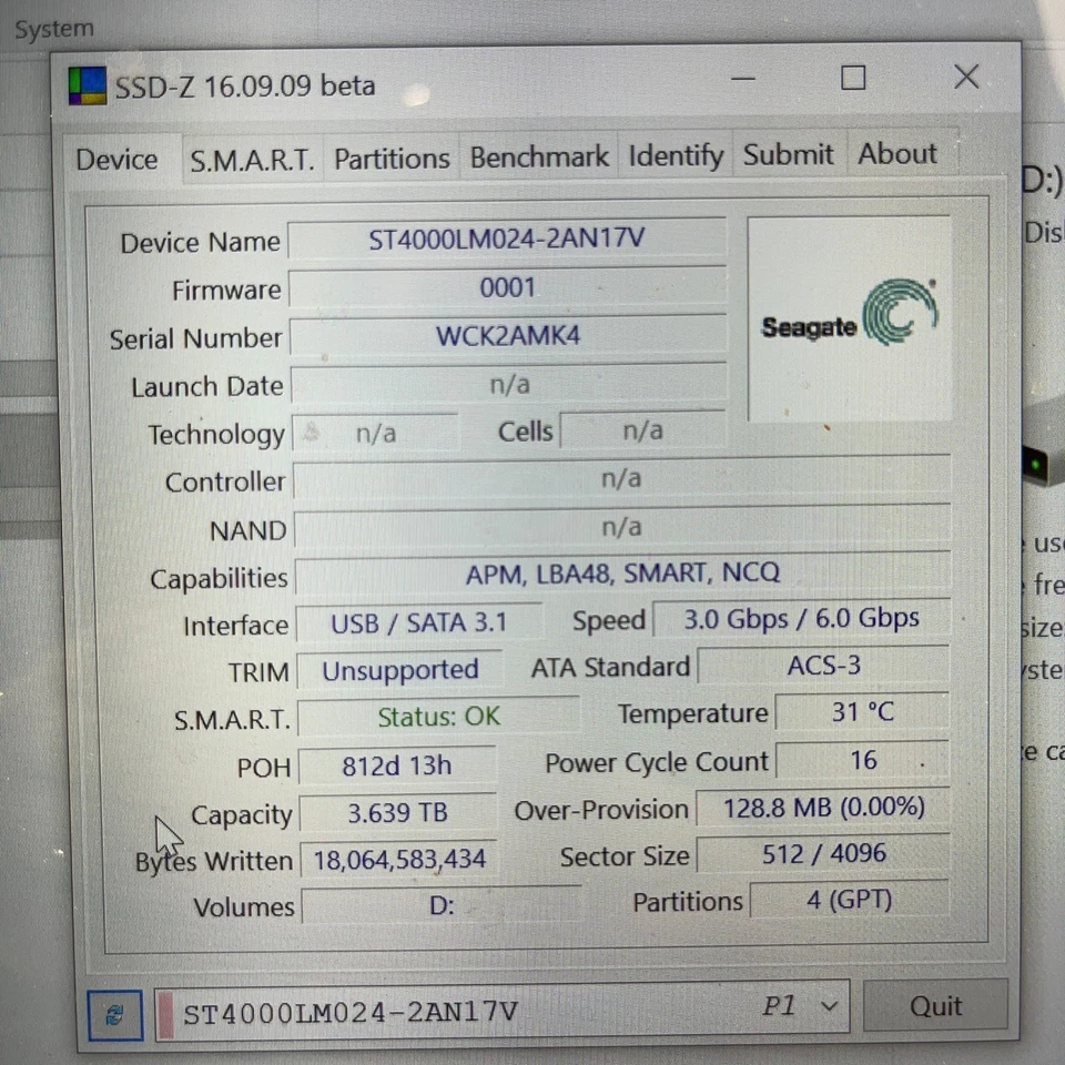 Seagate ST4000LM024-2AN17V Black USB & SATA 4TB 6.0Gb/s 2.5" External Hard Drive - Image 3 of 4