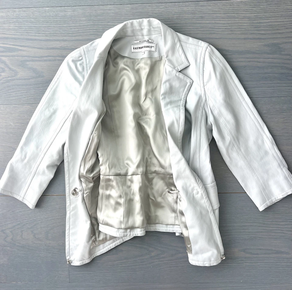 Chaqueta Blazer Kaufmanfranco 100% Piel de Cordero Forrada de Seda Manga 3/4 Talla 12/48 Foto 3 de 4