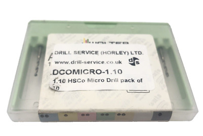 DCOMICRO-1.1 HSCo 1,1 mm Mikrobohrer, verstärkter Schaft. 10 Stück.
