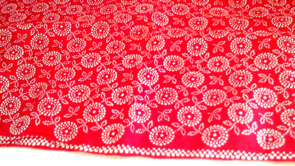 Silk Rayon Blend Scarf Red White 27"x27" Rolled Hem Japan WTags Glentey - Image 3 of 4