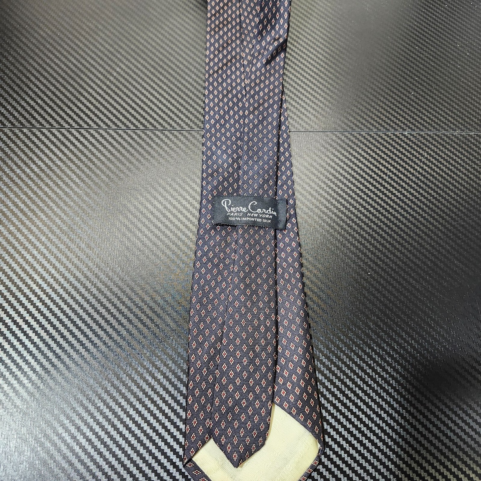 Pierre Cardin 100% Silk Necktie Navy Blue Designer Made in U.S.A image 9