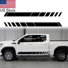 2pcs Black Sport Stripe Graphics Side Body Door Decal Sticker For Truck Pickup