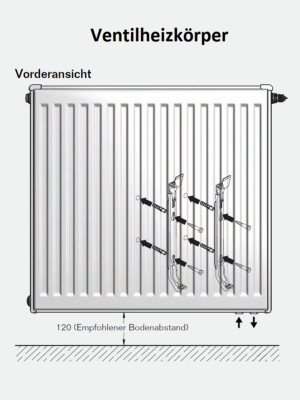  Buderus Ventil Heizkörper Typ 11 21 22 33, Höhe 300, 400, 500, 600, 900 im Set