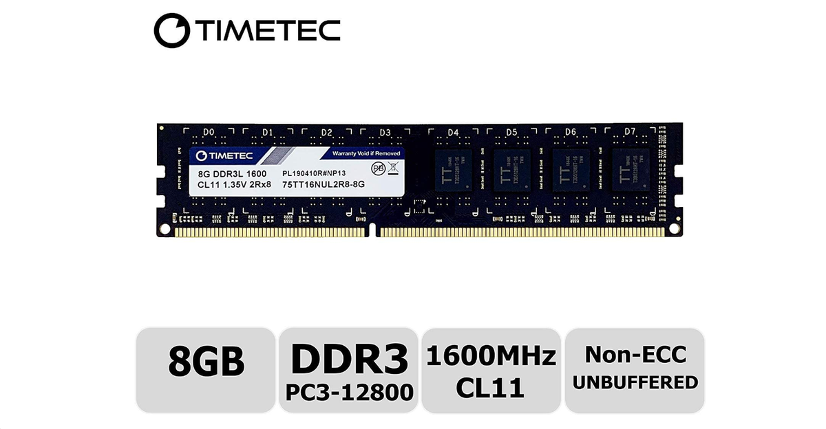 Timetec 8GB DDR3L 1600MHz PC3L-12800 Non ECC Unbuffered UDIMM Dual