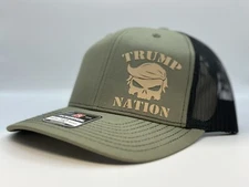 Trump Nation 2024 Trucker Hat 6 Panel Richardson 112 Loden Black