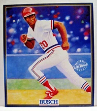 1989 Lou Brock Cardinals Baseball Great Busch Beer Paper Sign Old Store Stock