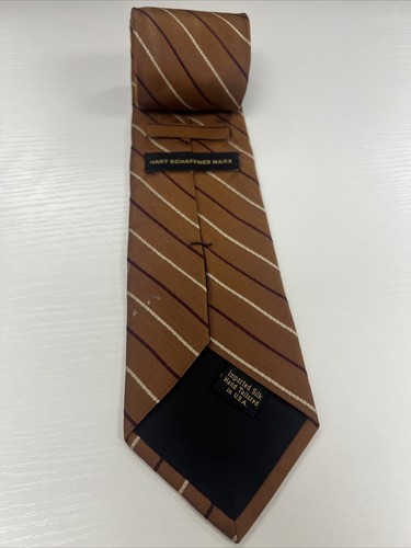 Hart Schaffner Marx Men's Brown Striped Silk Neck Tie $158 - Picture 2 of 8