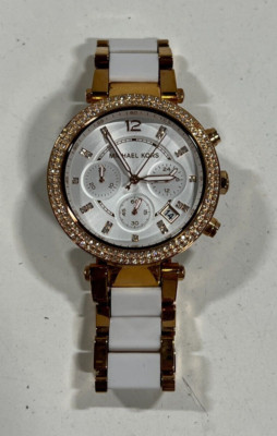Michael Kors MK5774 Wrist Watch, Rose Gold & White
