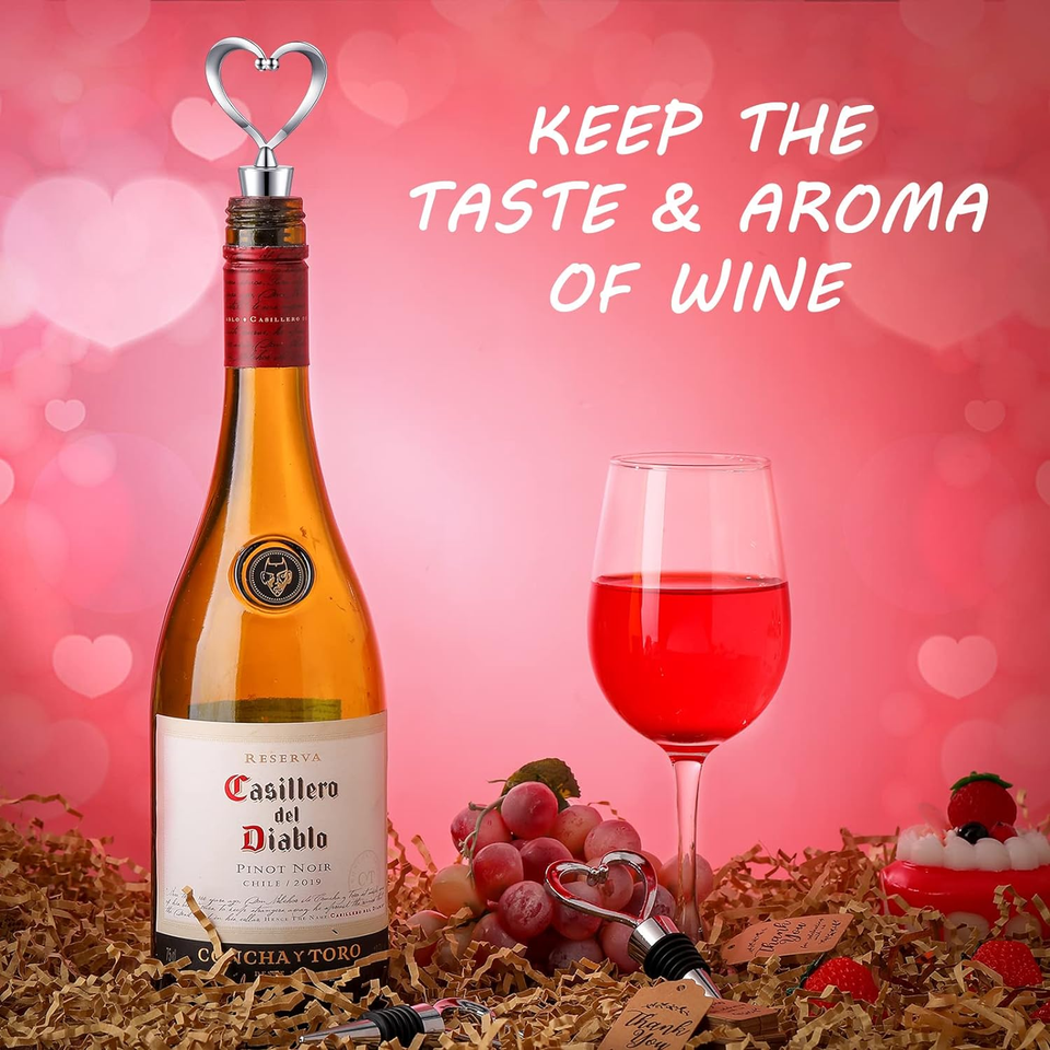 90 Pack Heart Shaped Wine Stoppers Wedding Favors for Guests Stainless