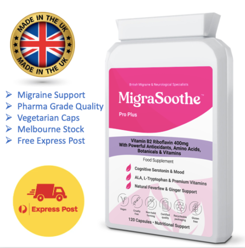 Migrasoothe B2 Riboflavin 400Mg Migraine Relief Support Low Mood Tryptophan Veg - Picture 1 of 5