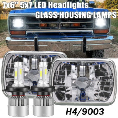 Pair 5x7'' 7x6'' LED Headlights Hi/Lo Beam Fit Dodge D150 D250 D350 Ram 50