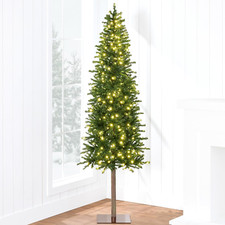 Pencil Christmas Tree 6Ft Pre-Lit Alpine Slim Holiday Decoration, Lighted Skinny