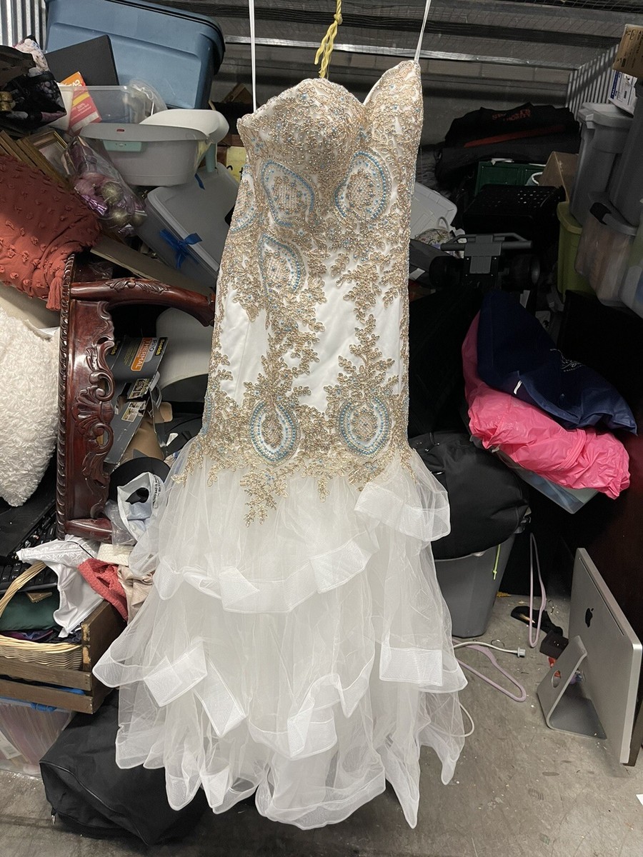 White, Gold, And Blue Dress | eBay White, Gold, And Blue Dress | eBay