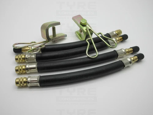 Flexible Rubber Tyre Valve Extensions 140mm With Double Clamps Twin Wheel