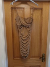STYLISH TAUPE MESH DRESS UK Size M UK 10
