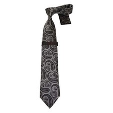 Mens Steven Land 100 Woven Silk Big Knot Tie and Hankie Set BW2436-01 Black