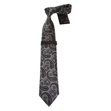 Mens Steven Land 100% Woven Silk Big Knot Tie and Hankie Set BW2436-01 Black