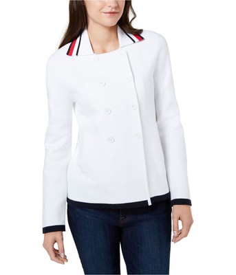 Tommy Hilfiger Womens Sweater Pea Coat, White, Small | eBay