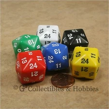 NEW Set of 6 D24 Polyhedral Game Dice 24 Sided RPG D&D 24mm Koplow