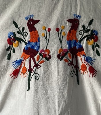 Vintage 60s 70s Otom Oaxatan Caftn Mexican White Embroidered Dress one  size | eBay