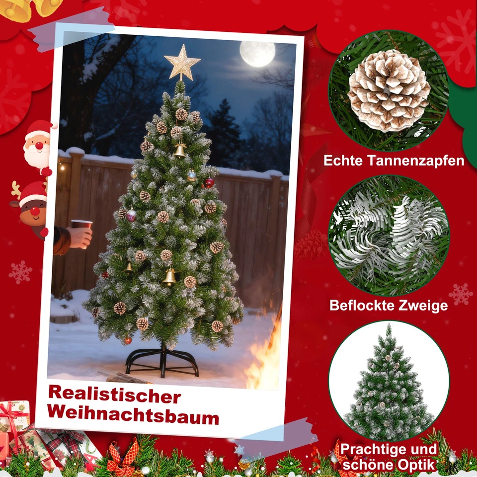 120-240cm Weihnachtsbaum Christbaum LED Schnee Künstlicher Kunstbaum Tannenbaum - Bild 3 von 4