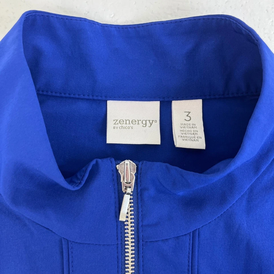 Chaqueta Zenergy by Chicos Azul Cremallera Talla 3 XL 16-18 Viaje Ligera Manga 3/4 Foto 3 de 4